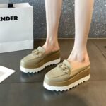 Wedge Half-Slip Toe Casual Shoes Thick-Soled Platform Heels Fashionable Women's Shoes Simple Fashionable Popular Spring and Summer New Slippers - Image 2