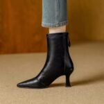 Women's Pointed-Toe High-Heeled Ankle Boots, 2026 Autumn/Winter New Style, French Retro, Versatile, Comfortable, Soft Leather, Elastic Slim Fit Boots - Image 2