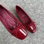 New Style Soft Leather Shallow Flat Shoes 2026 French Style Square Toe Bowknot Evening Grandma Red Women's Shoes - Image 8