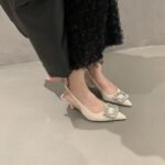 French Style Chanel High Heel Evening Toe Sandals Women's Shoes 2024 New Spring and Summer Rhinestone Pointed Shoes - Image 2