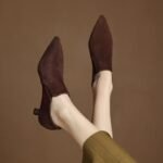 Pointed Toe Deep Mouth Flats for Women 2025 Autumn and Winter Frosted Soft Leather Ankle Boots High Heel Loafers Stiletto Heel Nude Boots Versatile Black - Image 7