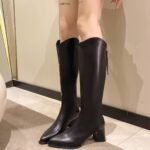 French-Style Long Boots for Women, High Heels, 2026 Autumn and Winter, Petite High-Tube Knee-High Riding Boots, Chunky Heel Slim Boots, in Stock - Image 2