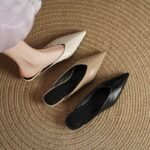 Pointed Toe Slip-On Mule Slippers for Women Summer Fashion Outer Wear Wedge Heel Toe Half Slippers - Image 4