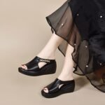 Foreign Trade Platform Fish-Mouth Women's Shoes 2026 Summer New Thick-Soled Wedge Slippers for Women, Fashionable Outdoor Sandals - Image 4