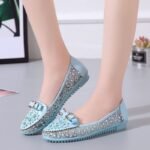 Spring and summer slip-on loafers with hollow design, flat sandals for women, lace breathable mesh bowknot loafers - Image 2