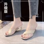Sexy Transparent Color-Blocked Slip-On Sandals with Knitted Thin Heels for Commuting, 2026 Summer New Open-Toe High Heels - Image 3