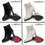 Cross-border Short-heeled Boots Women's Autumn and Winter New All-match Pointed High-heeled Boots Women's Thin-heeled Cotton Shoes Women's Fleece-lined Women's Naked Boots - Image 7