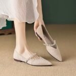 Women's single shoes 2026 new summer flat shoes, pearl loafers, gentle evening style shoes that pair well with skirts