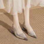 Light Luxury and High-End Feel 2026 New Style Chunky Heel High Heels for Women, Niche Metal Anti-Kick Toe Summer Low Heel Open-Back Sandals - Image 8
