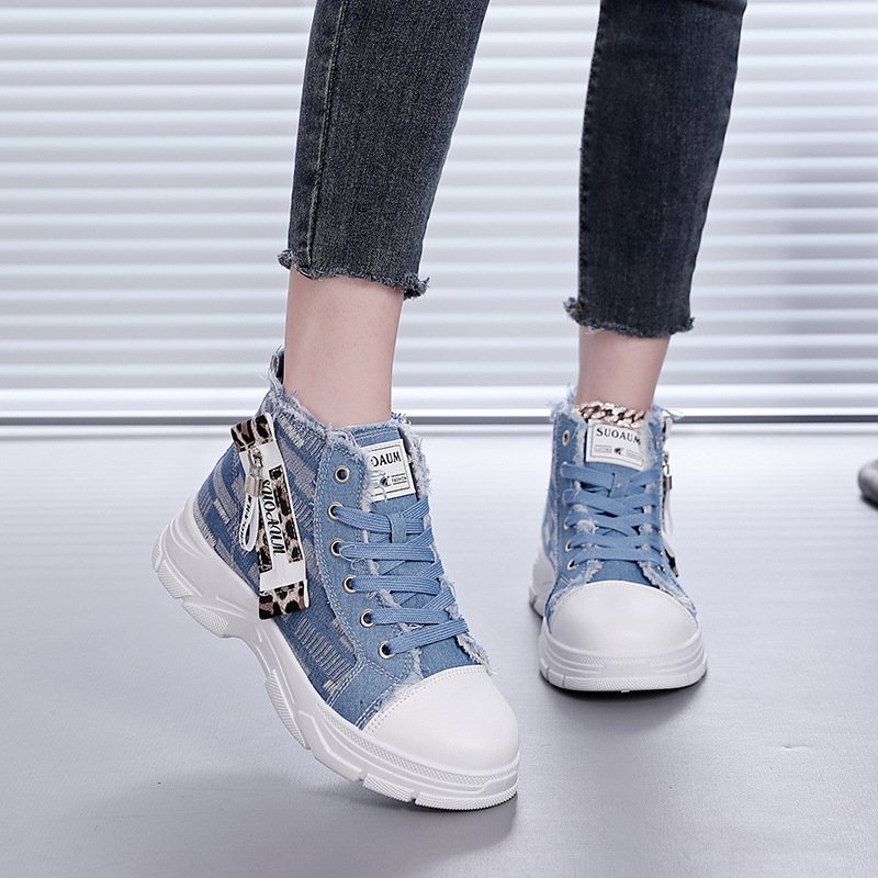O1CN01w75LhR1WFDMze27WT_!!2776142758-0-cib 2026 Spring and Autumn New Thick-Soled High-Top Canvas Shoes for Women, Versatile White Casual Student Sneakers, - Image 1