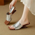 French-Style Sandals for Women, 2026 Summer New Fashion, One-Strap Irregular Heel, Open-Toe High-Heeled Sandals, Large Size - Image 8