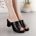 Fish-Mouth Sandals for Women, Summer Fashion Versatile 2026 New Style, Thick Heel, Soft Leather, Soft Sole, Non-Slip, Thick-Soled High-Heeled Sandals for Women - Image 2