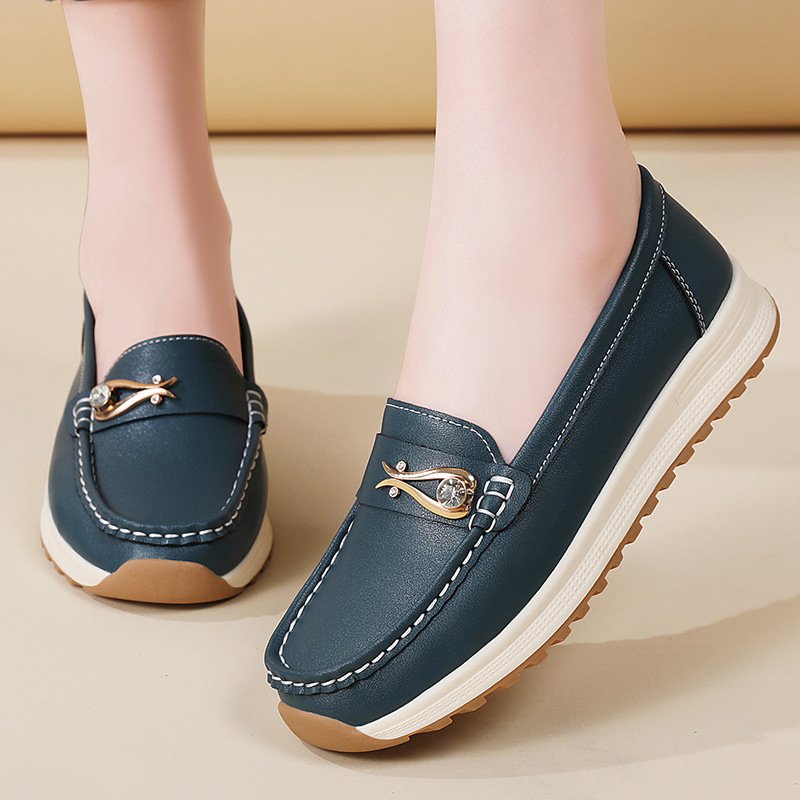 O1CN01zrAnAo2JUFan7nTcF_!!2220144609424-0-cib Spring New Thick-Soled Women's Shoes, Flats Shoes, Women's Casual Shoes, Large Size Bean Shoes, Platform Mom Shoes - Image 1